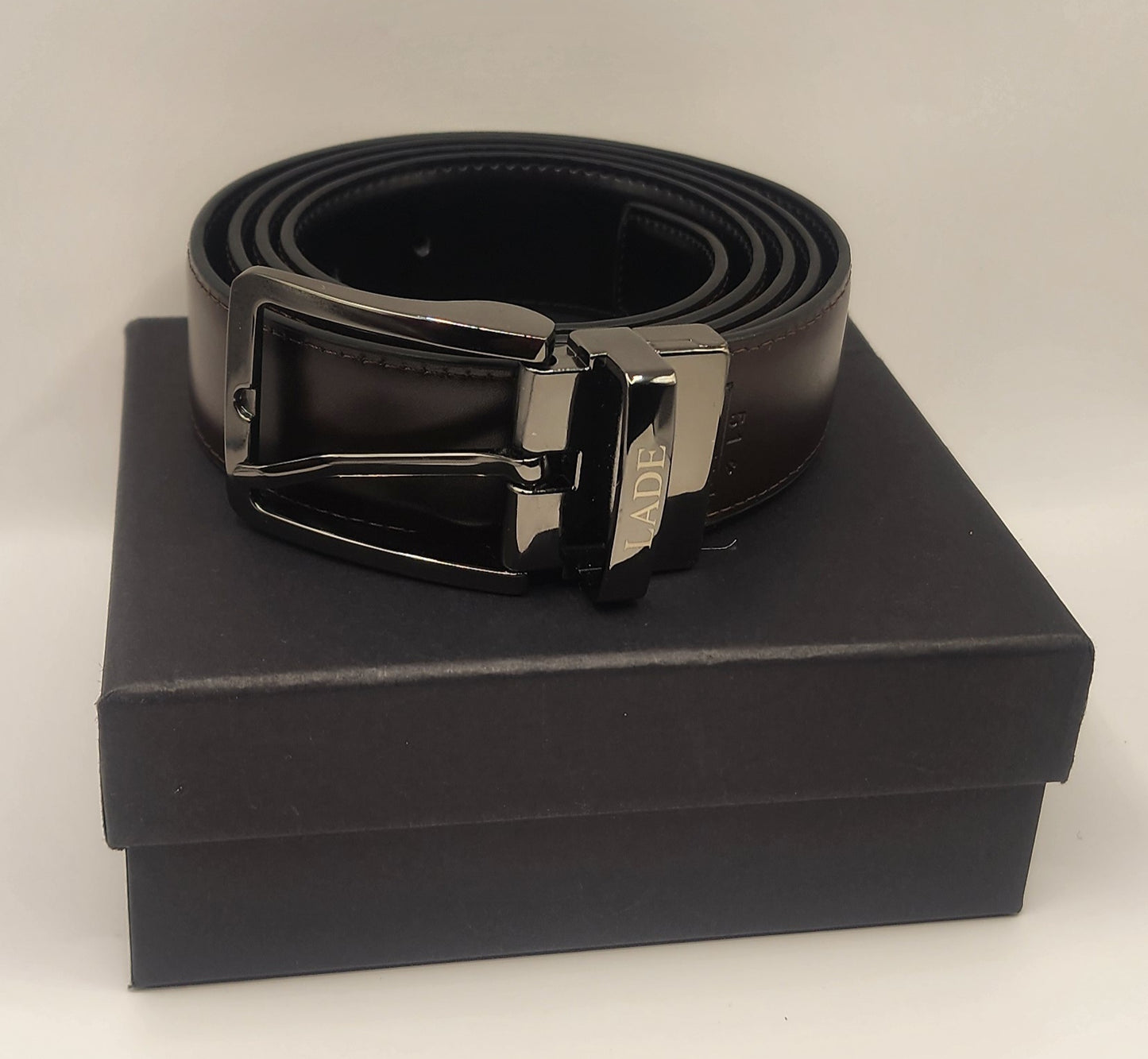 LADE Reversible Leather Belt-Men-Black/Brown-Black Buckle