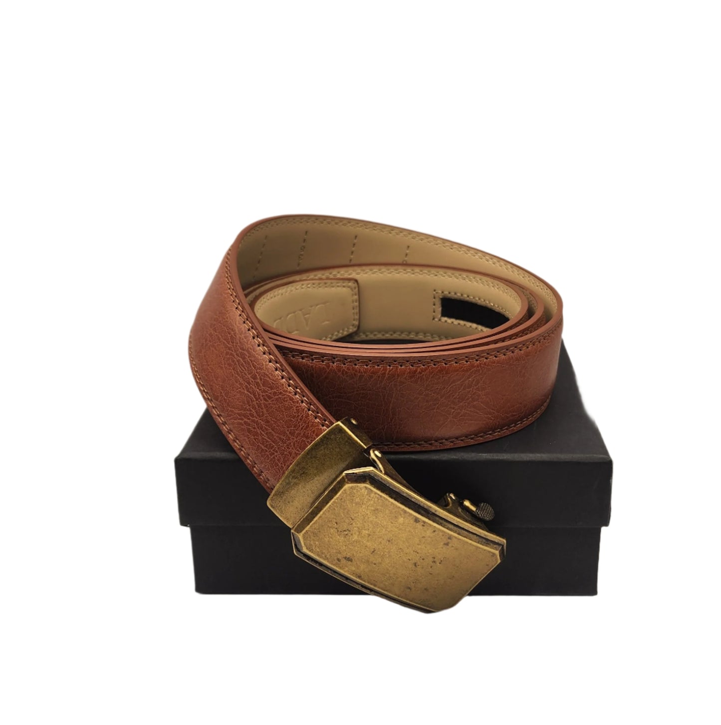 LADE Ratchet Belt-Men-Tan Belt/ Rustic Buckle