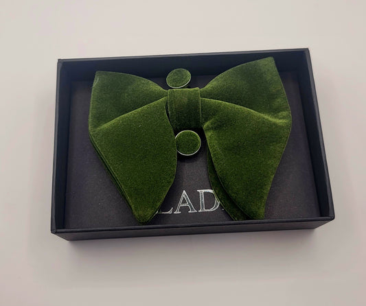 LADE Pre-Tied Velvet Bow Tie-Men-Army Green