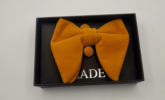 LADE Pre-Tied Velvet Bow Tie-Men-Mustard